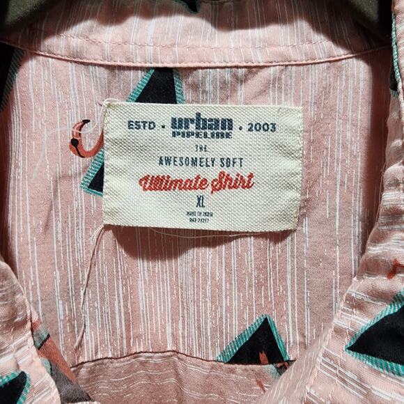 Urban Pipeline Pink Flamingo Graphic Button Ultimate Shirt XL - Picture 4 of 7